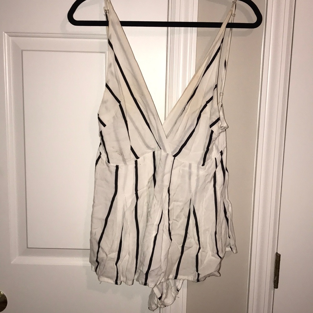 Striped skinny strap stripe romper